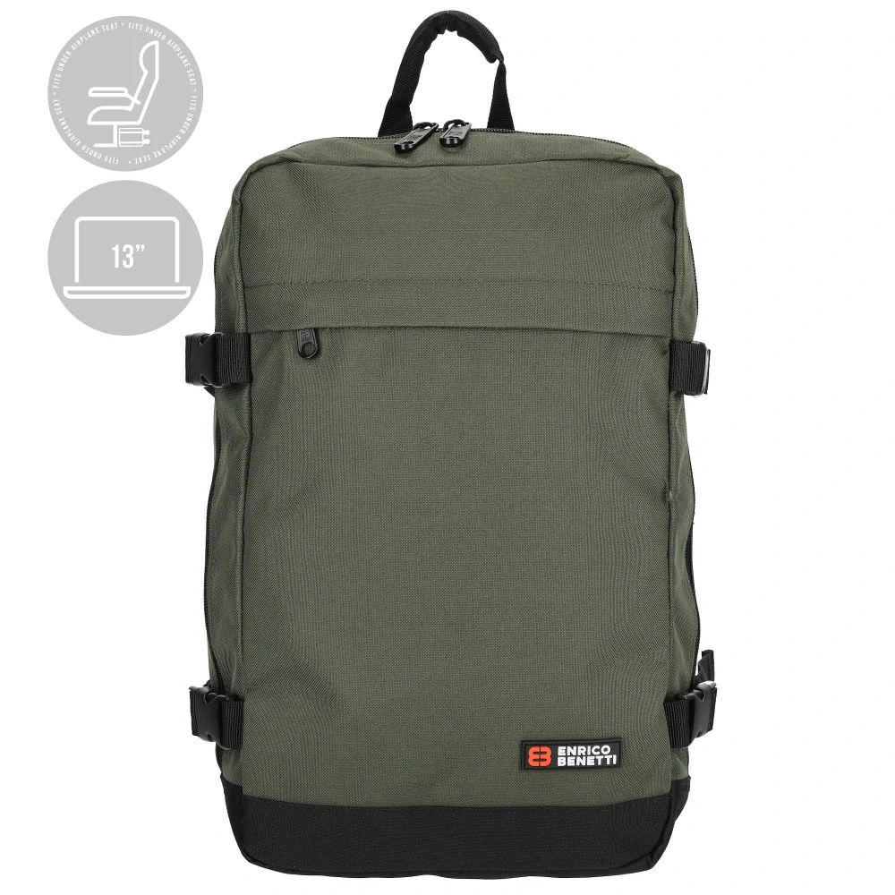 Unisex batoh nejen do letadla zelený 13" 20L - Enrico Benetti