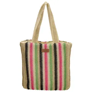 Dámská proutěná shopper kabelka proužky - PE-Florence