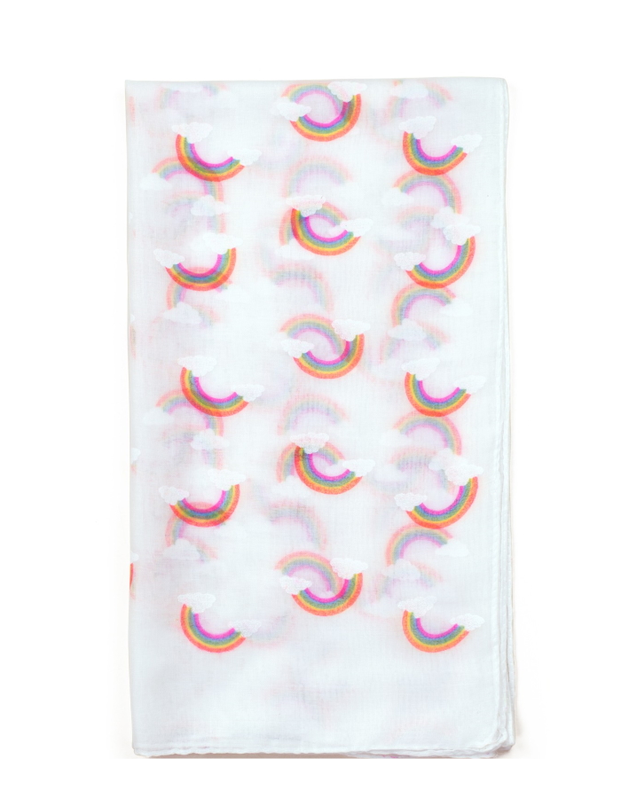 Dívčí šála Art of Polo bílá s motivem duhy