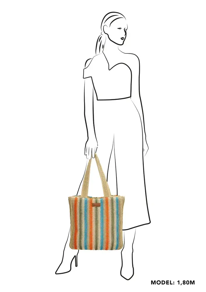 Dámská proutěná shopper kabelka proužky - PE-Florence 