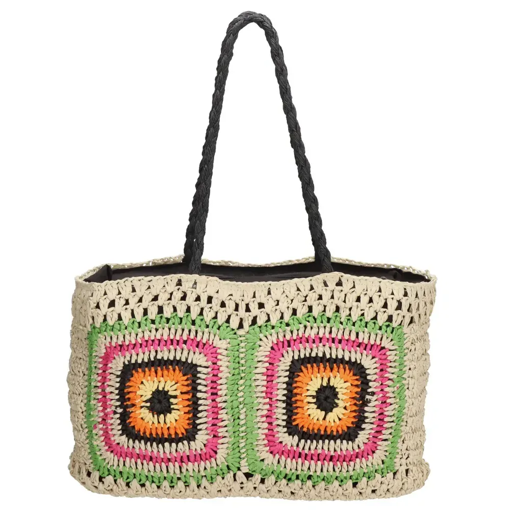 Dámská proutěná kabelka barevný vzor - PE-Florence  Natural life shopper