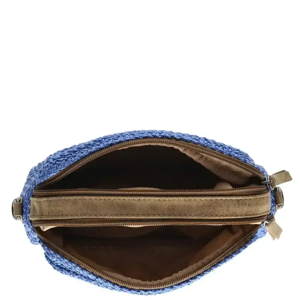 Dámská crossbody proutěná kabelka modrá - Enrico Benetti Ibiza