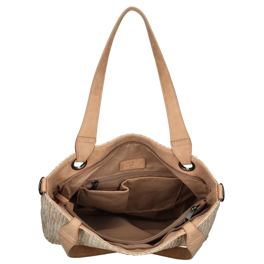 Dámská shopper proutěná taška růžová - Enrico Benetti 